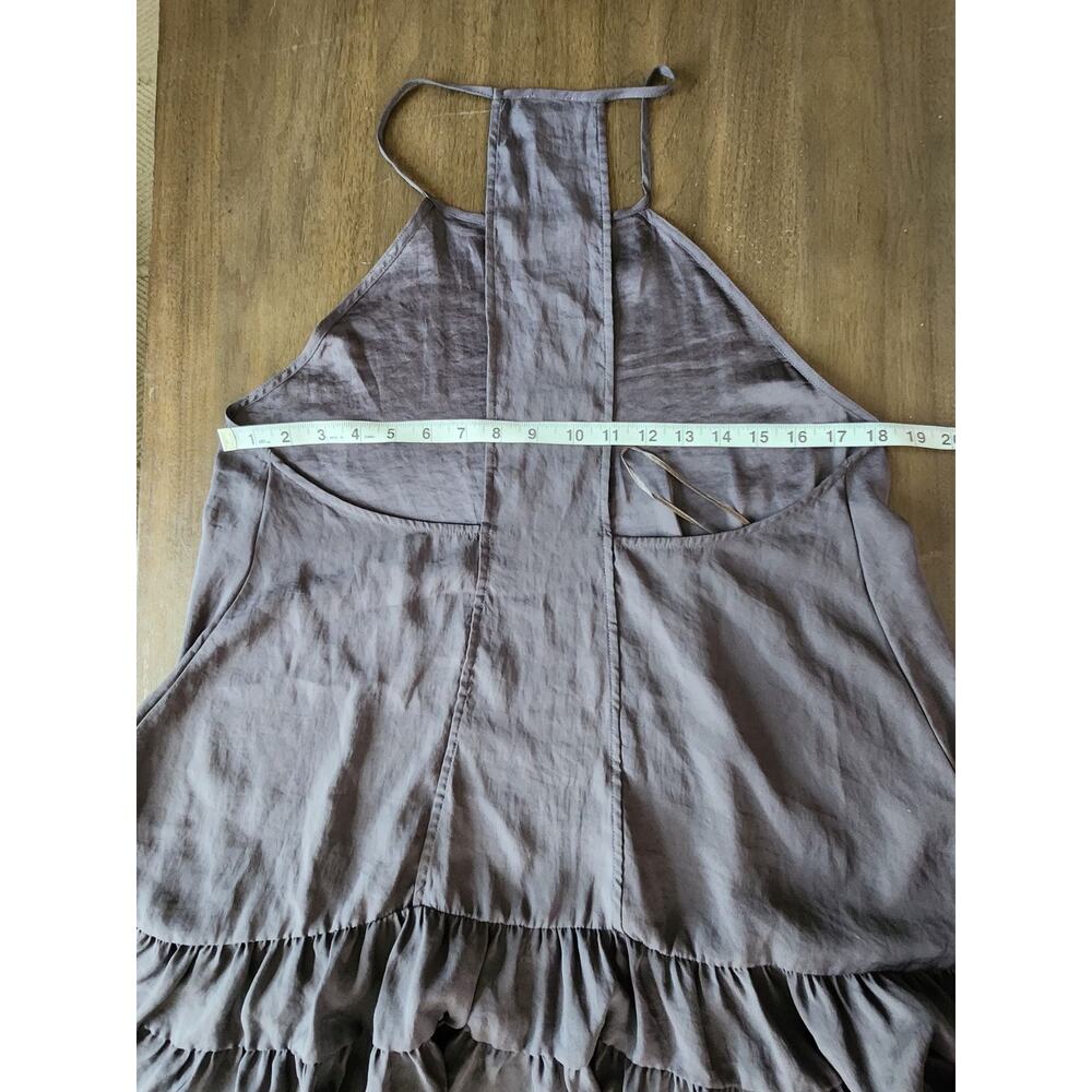 Intimately Free People Raven Slip Dress Racer Back Size S Gray Tiered Ruffle Hem - Picture 7 of 7